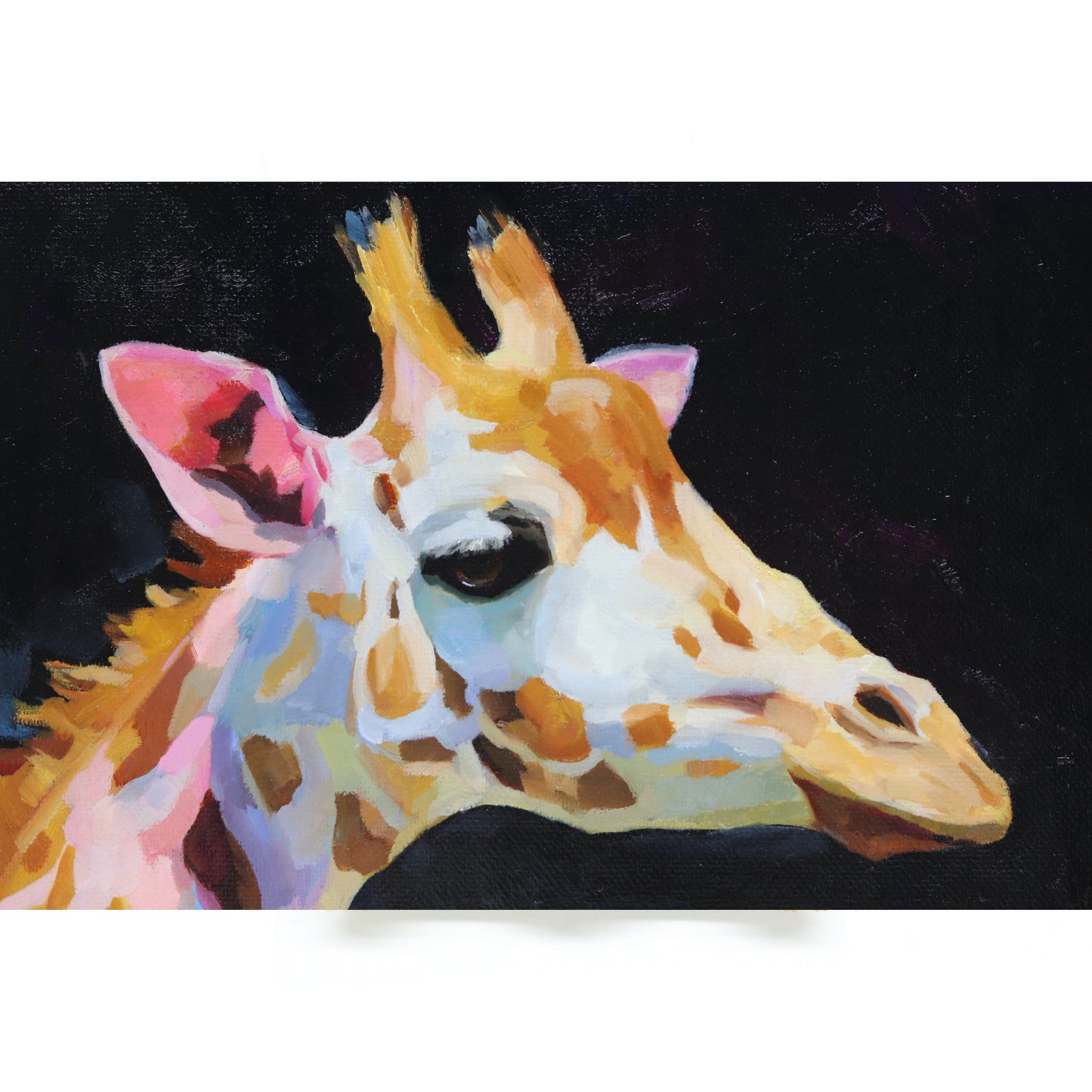 Original Oil Painting | Giraffe Portrait | Framed 8"x10