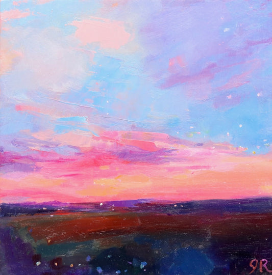 Original Mini Oil Painting |Sunset Sky Landscape 38 | 4”x4”