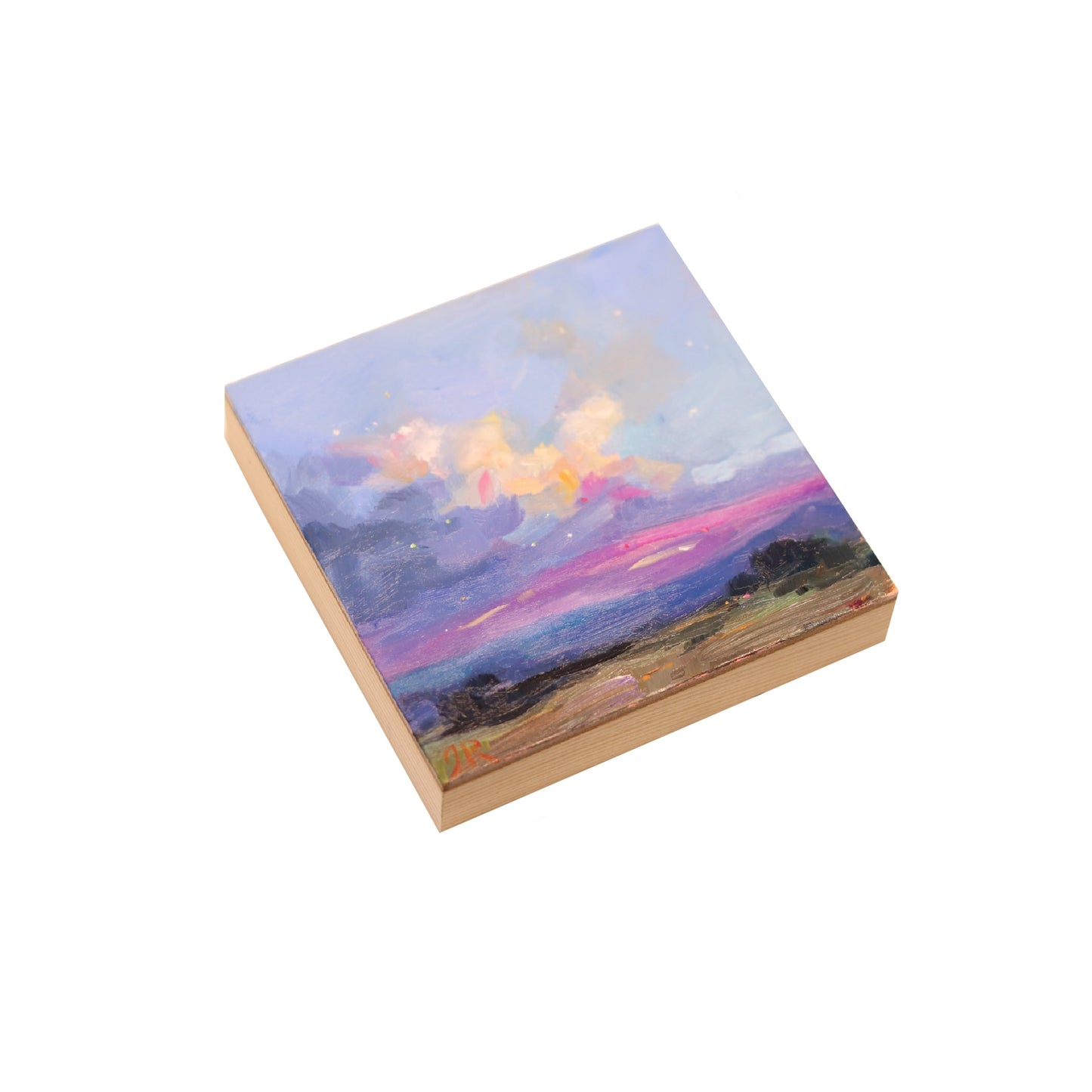 Purple Sky Landscape 45 | Original Mini Oil Painting | 4”x4”