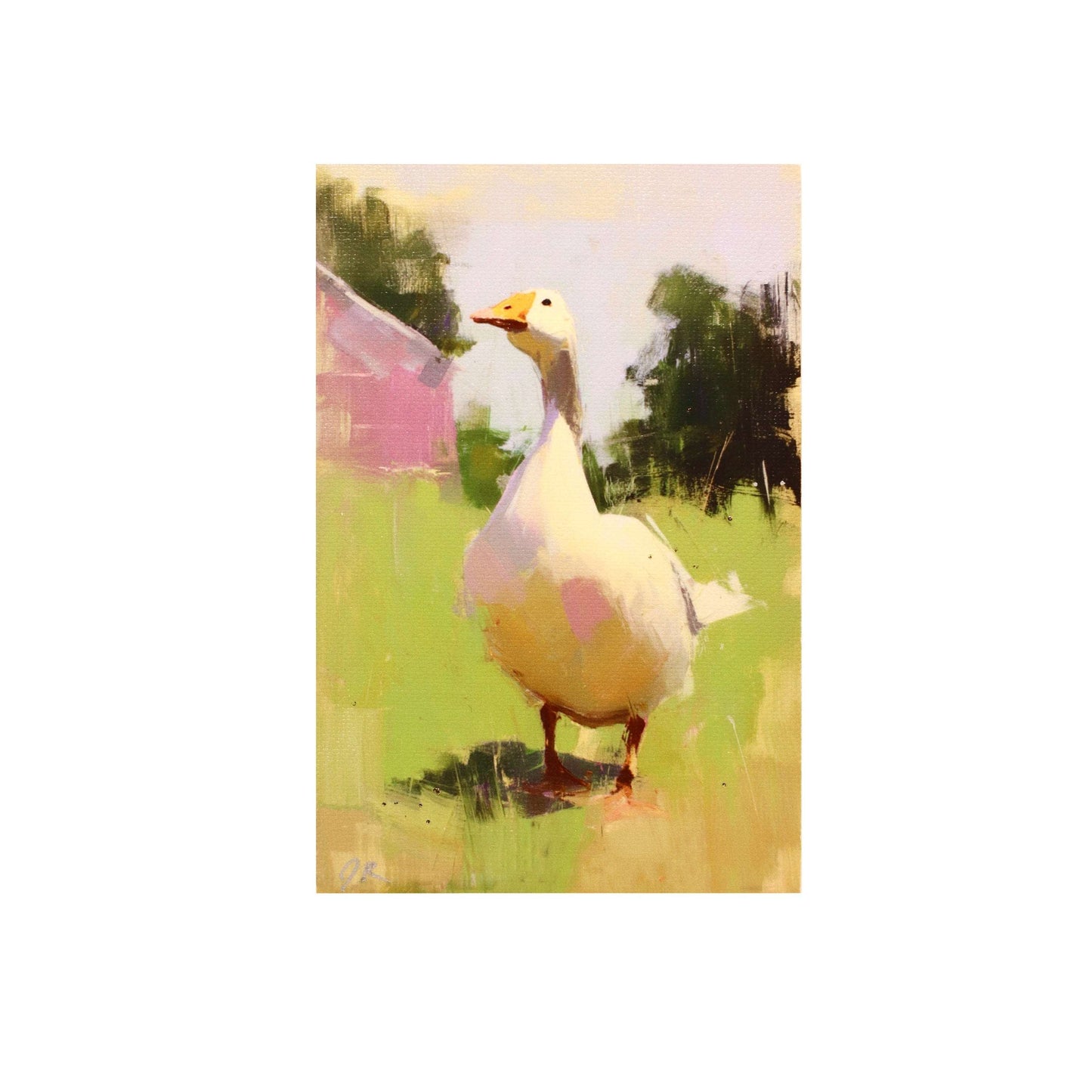 Print on Canvas | White Goose on Farm | 4”x6”