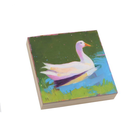 Duck on Pond 6 | Original Oil Painting | Miniature Art 4”x4”
