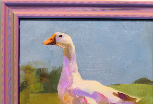 Original Oil Painting | Duck in Landscape 9 | 5”x5” Framed Art