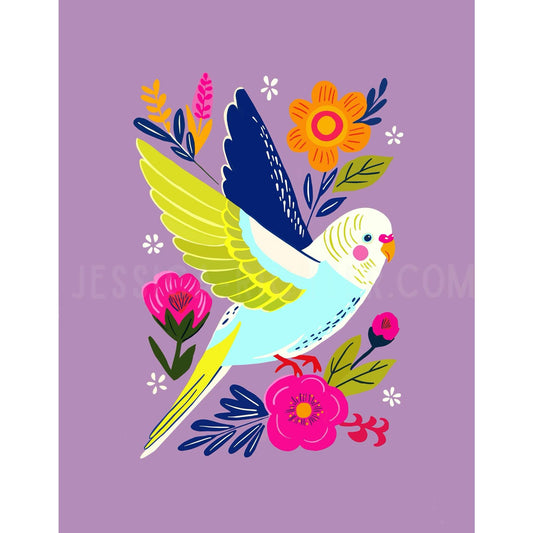 Budgie Art Print - Parakeet Illustration Print