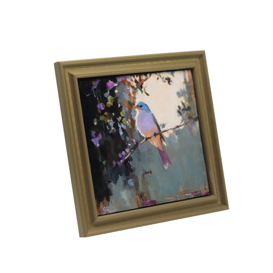 Original Oil Painting | Bluebird Scene | 5”x5” Framed Art
