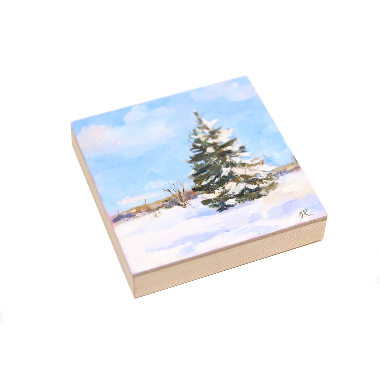 Winter Tree in Snow | Original Mini Oil Painting | 4”x4”