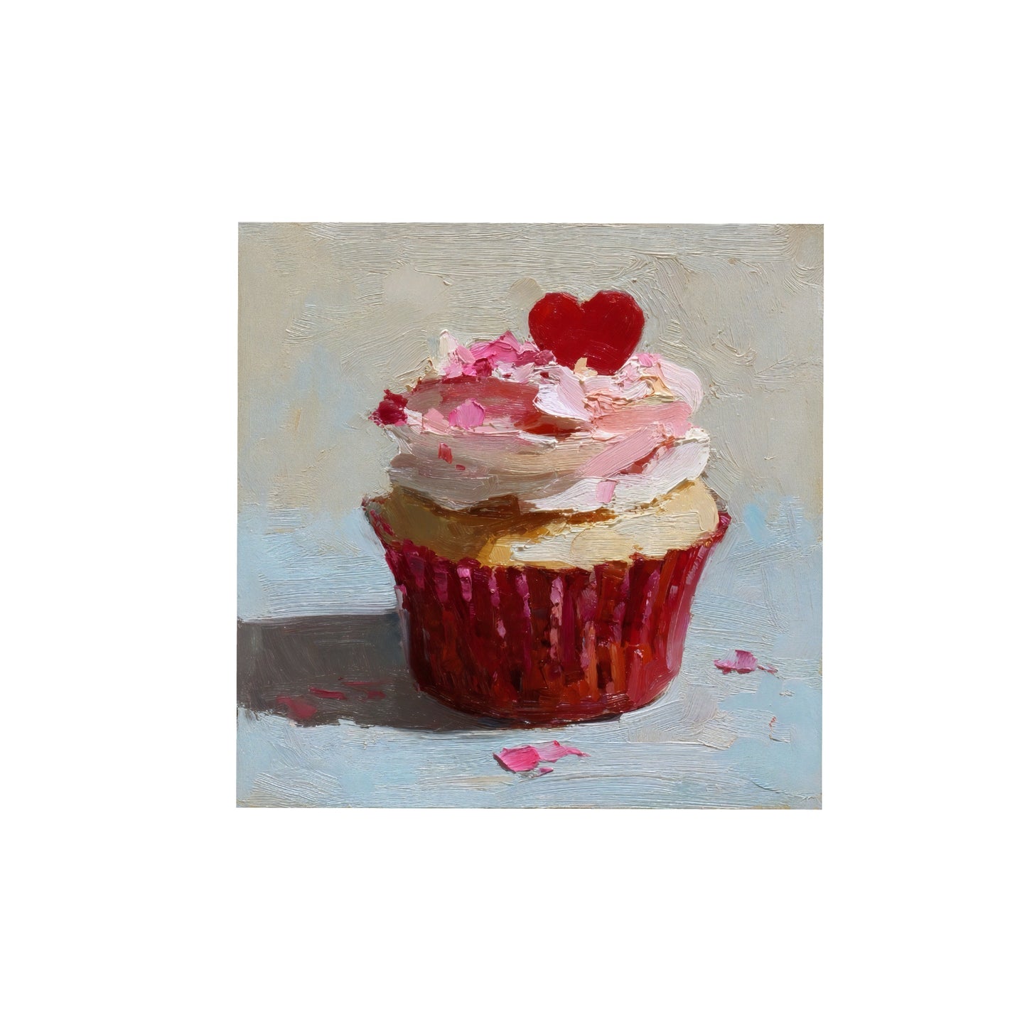 Print on Canvas | Valentine’s Day Cupcake | Hand Detailed Foil | 5"x5"