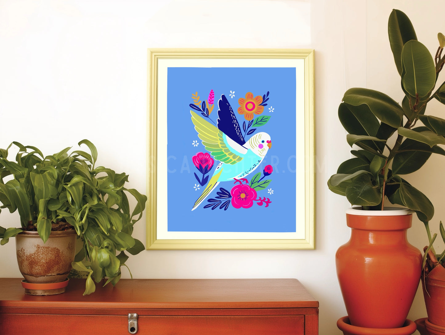 Budgie Art Print - Parakeet Illustration Print