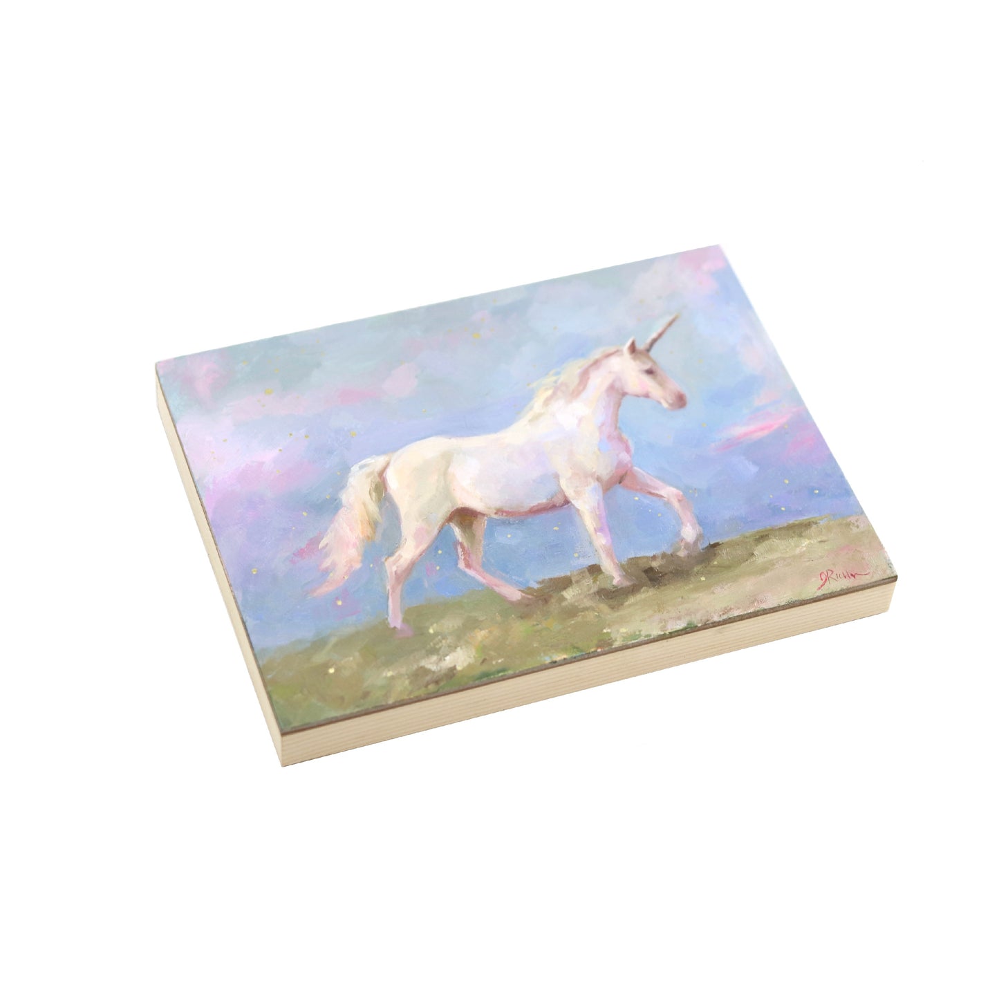 Dreamy Unicorn and Glittering Stars | Original Oil Painting | 6”x8”