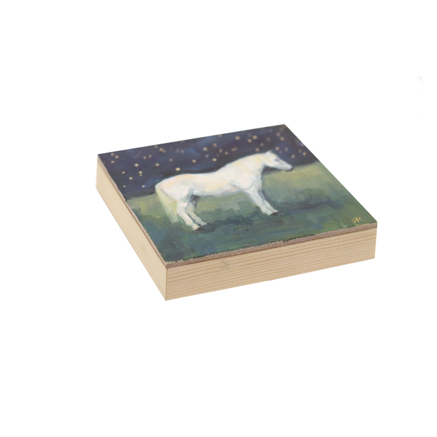 White Horse Mini Portrait | Original Oil Painting | 4”x4”