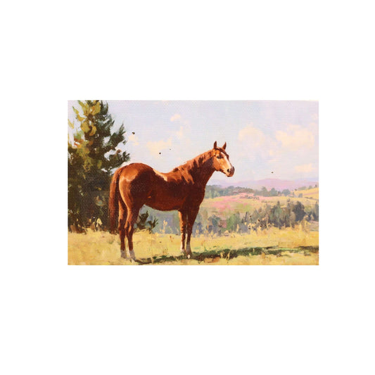 Print on Canvas | Chestnut Horse in Landscape | 4”x6”