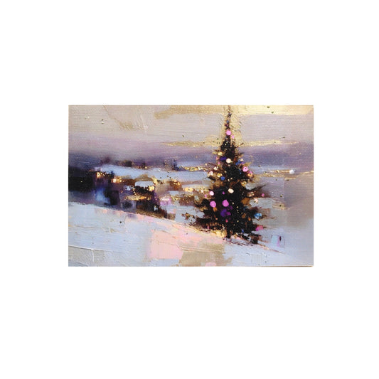 Print on Canvas | Christmas Tree| Hand Detailed Foil | 4”x6”