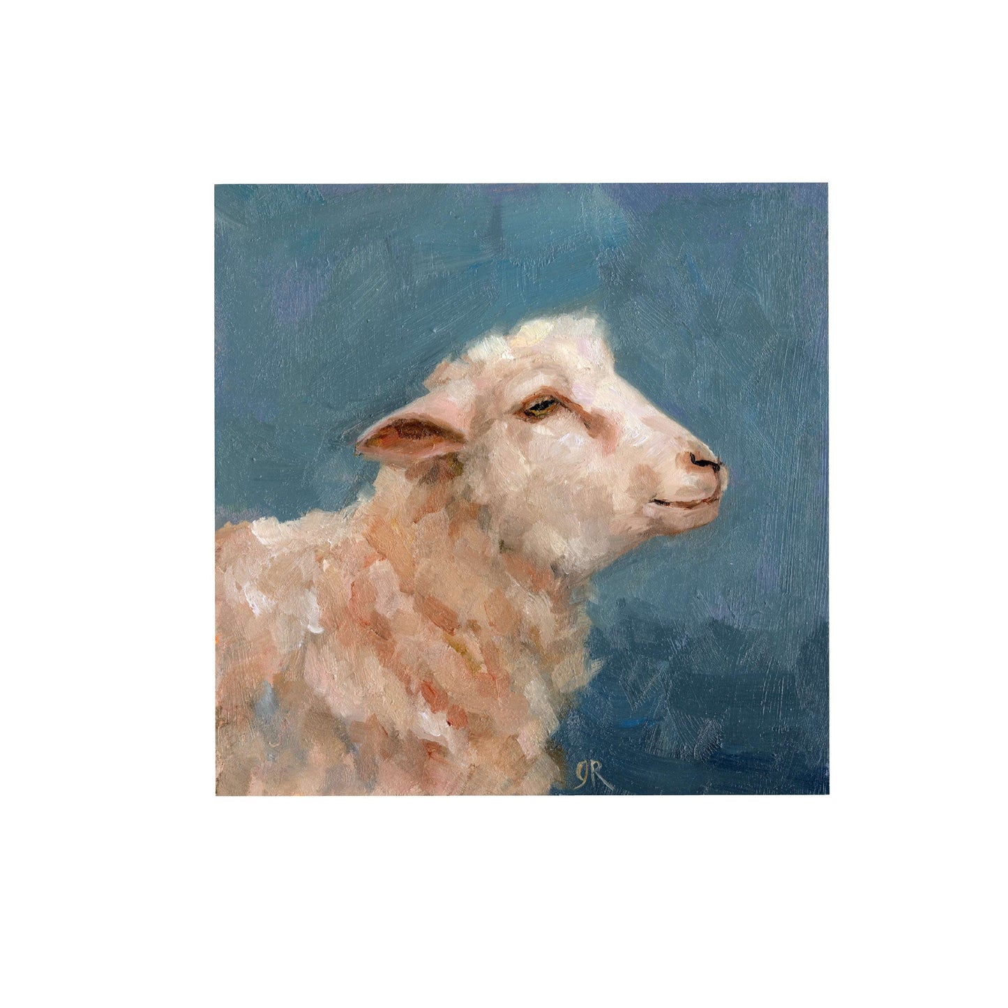 Sheep Mini Portrait | Original Oil Painting | 4”x4”