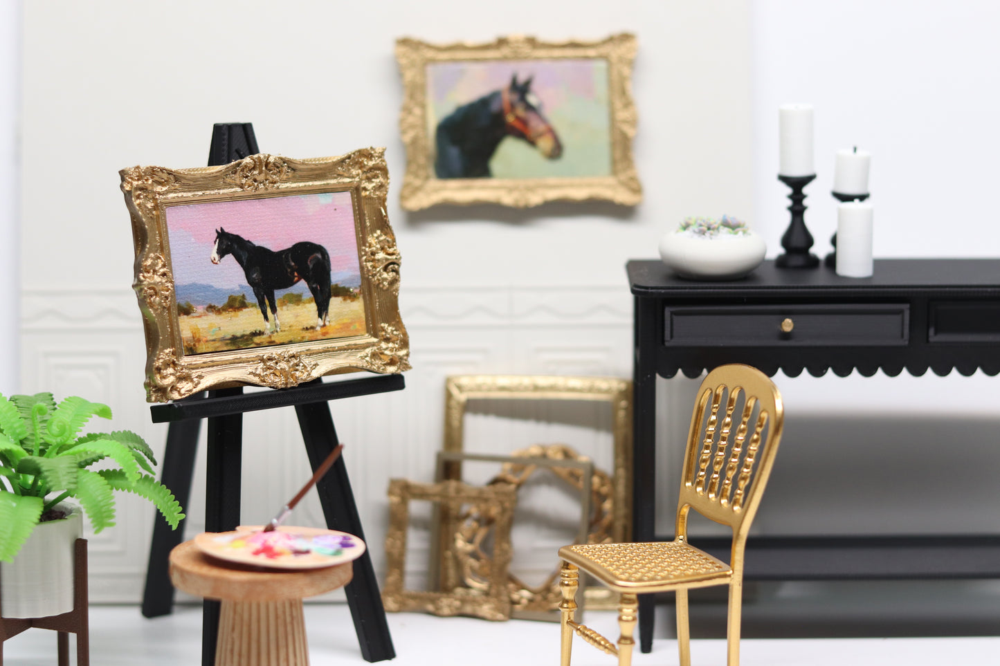 Mini Canvas Art Print Magnets - Horses