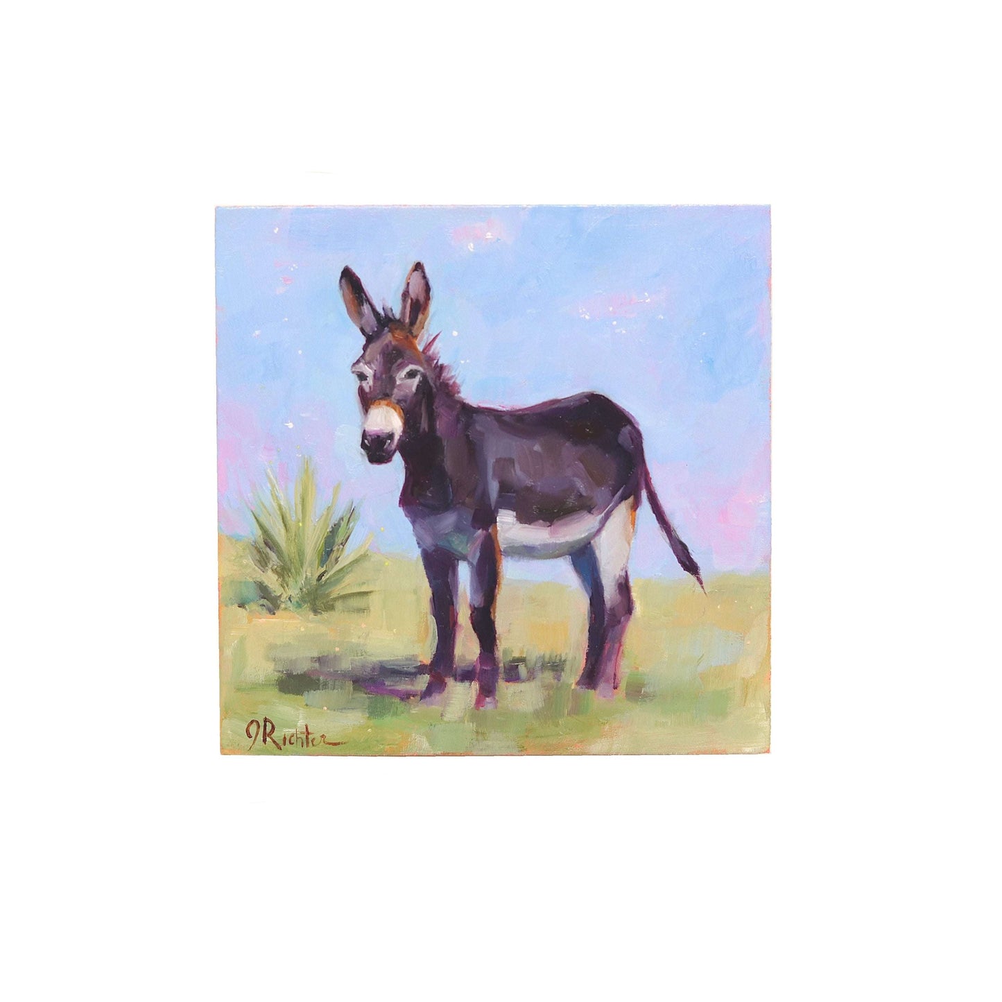 Donkey Portrait 24 | Original Oil Painting | 4"x4" Western Burro