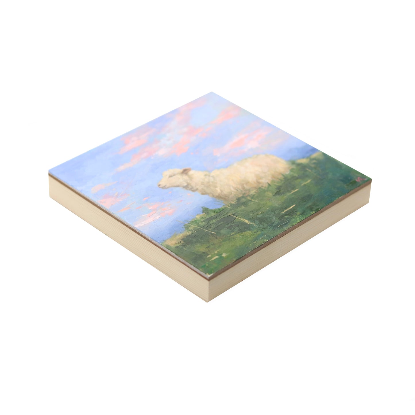 Sheep in Pasture 8 | Original Oil Painting | 6"x 6"