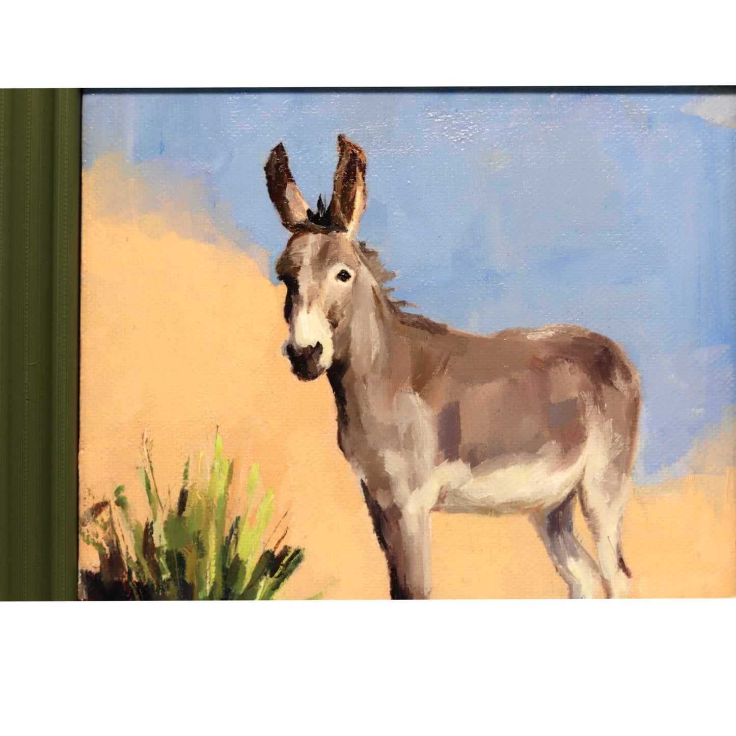 Original Oil Painting | Donkey in Desert 28 | 6”x6” Framed Art