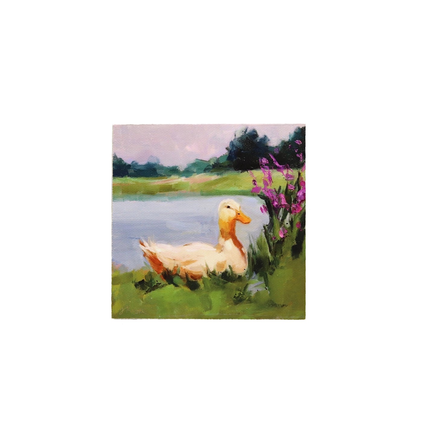 Print on Canvas | Duck Pond | Hand Detailed Foil | 5x5”