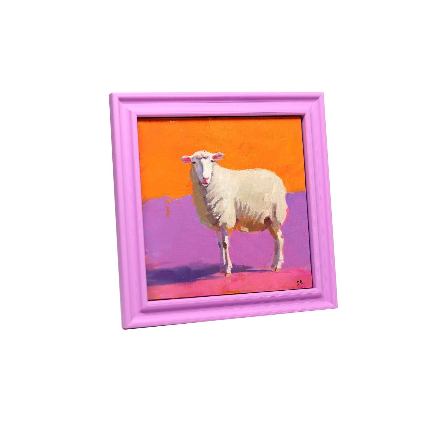 Sheep Portrait 12 | Original Oil Painting| 5”x5” Framed Art