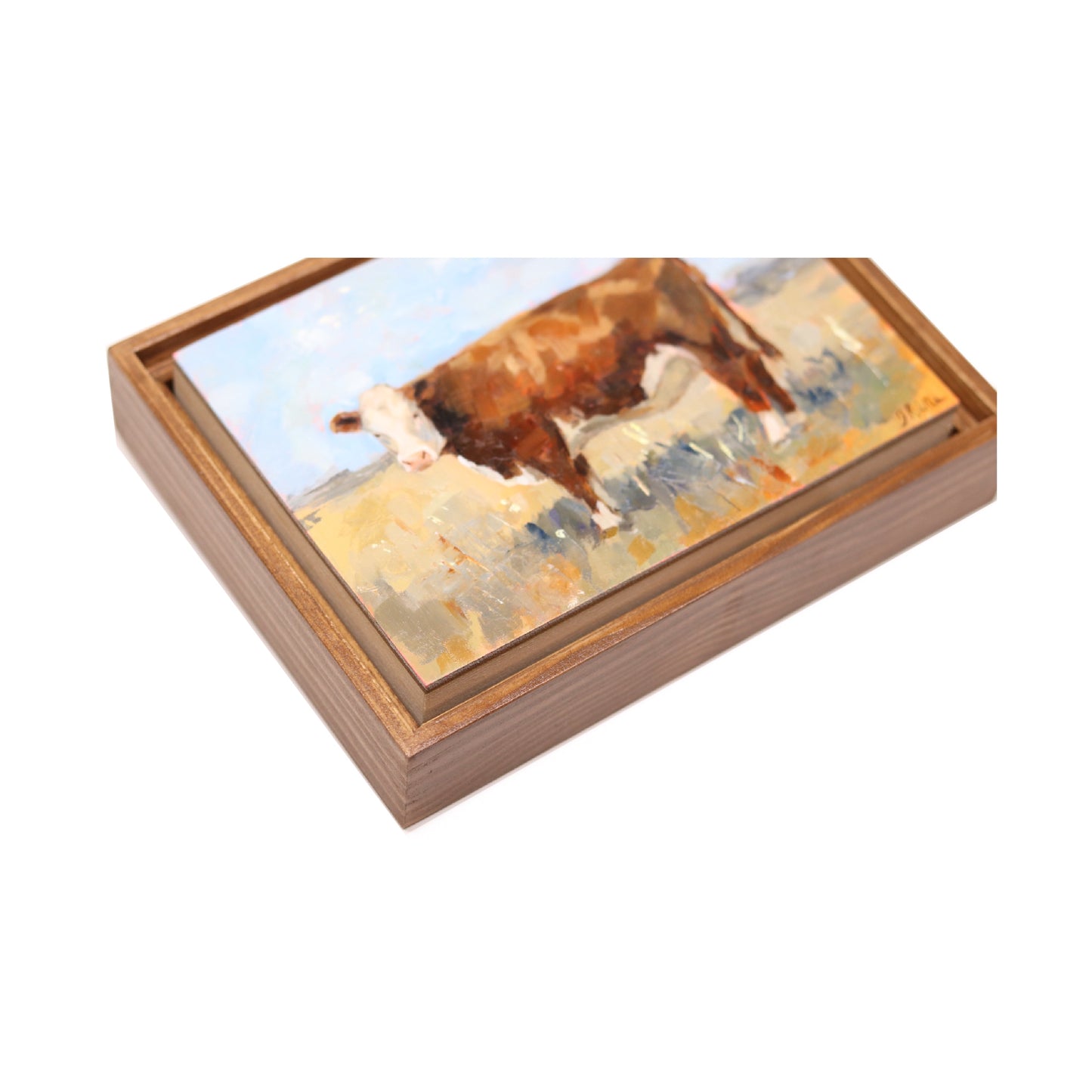Hereford Cow Portrait 26 | Original Oil Painting | Framed 5”x7”