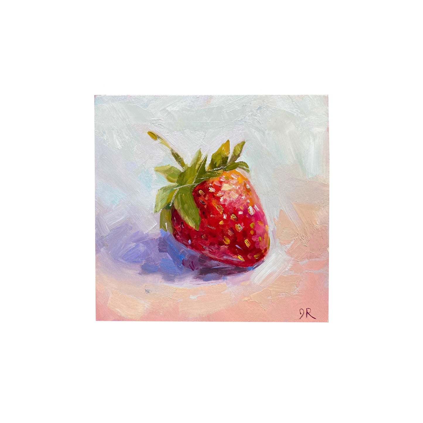 Summer Strawberry | Original Oil Painting | Mini Art 4”x4”