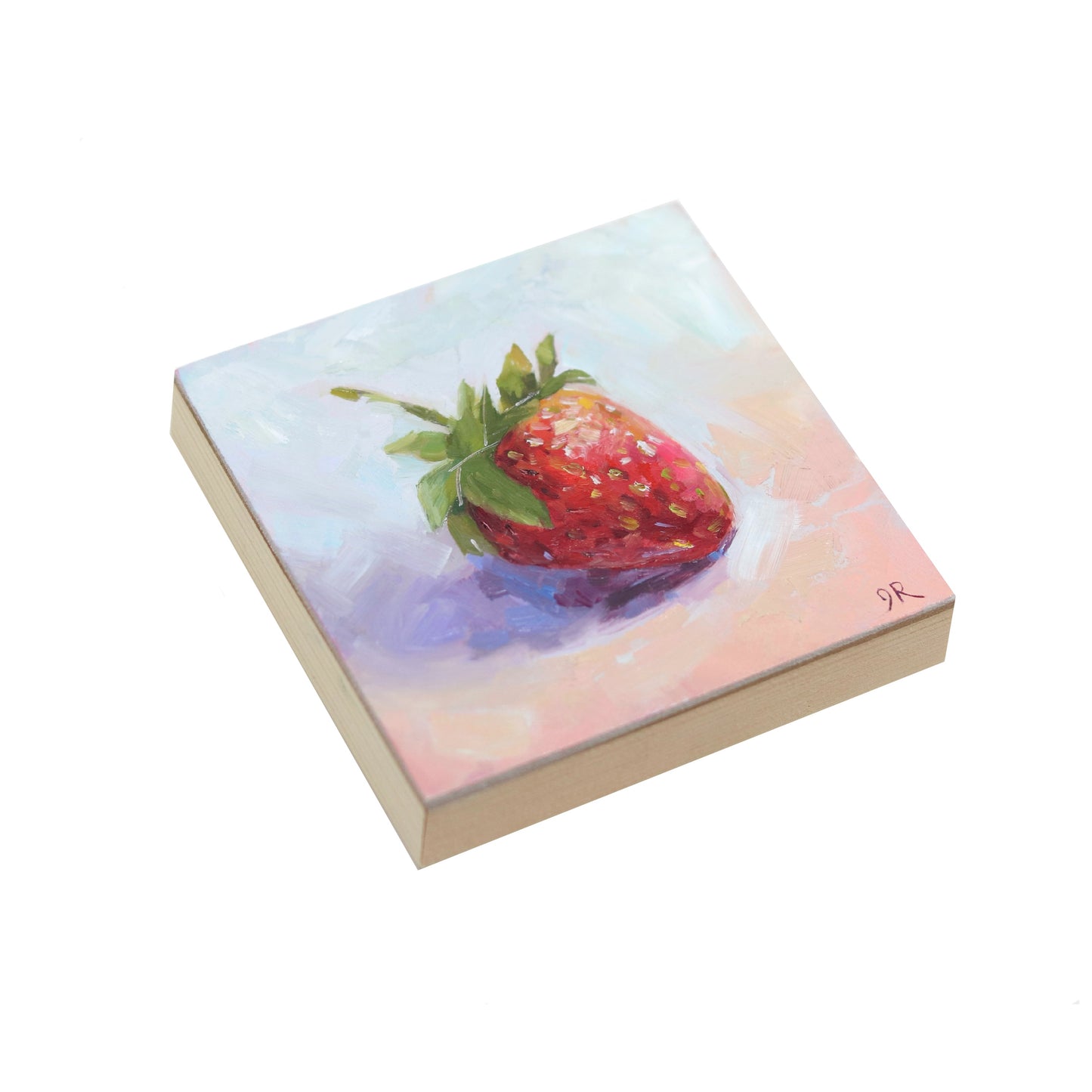 Summer Strawberry | Original Oil Painting | Mini Art 4”x4”