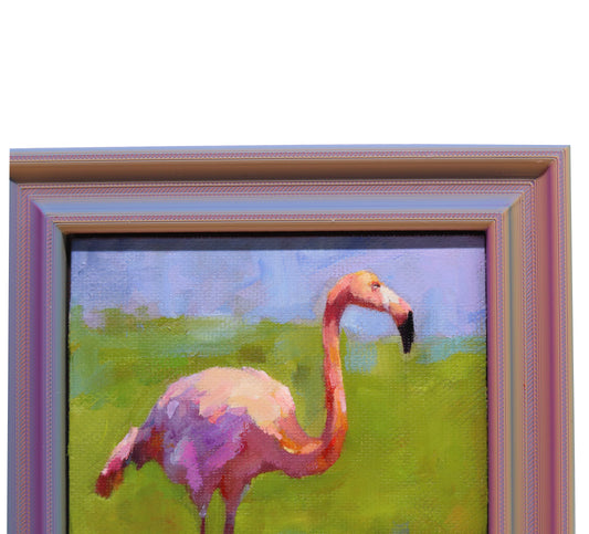Original Oil Painting | Flamingo 6 | 4”x4” Framed Art