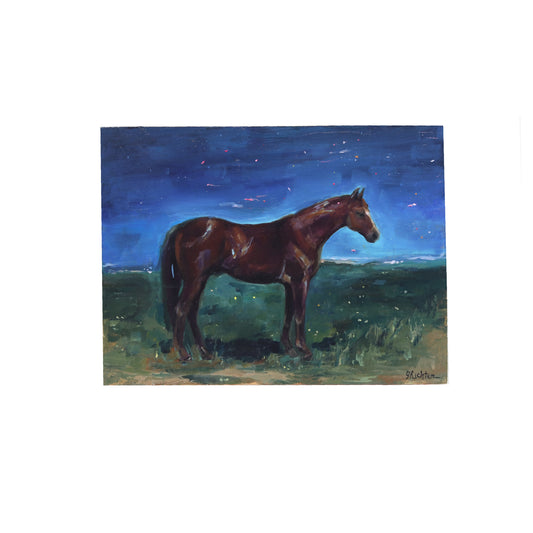 Horse in Pasture 14 | Original Oil Painting | 6”x8”