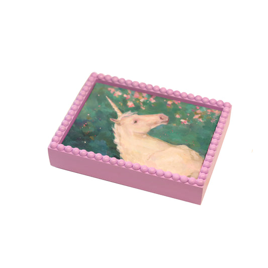 Unicorn Portrait 7 | Original Oil Painting | Bobbin Frame 5”x7”