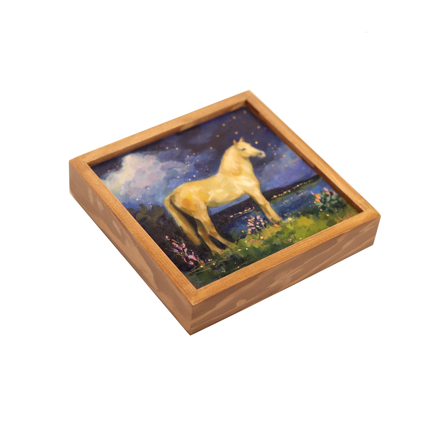 Golden Palomino | Framed Original Oil Painting | 6”x6”