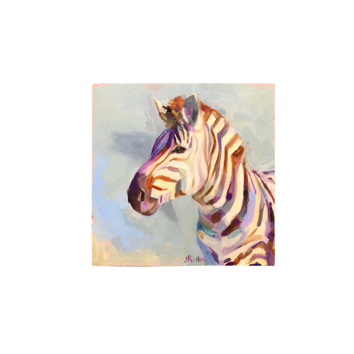 Zebra  Portrait 3 | Original Oil Painting | 6"x6"