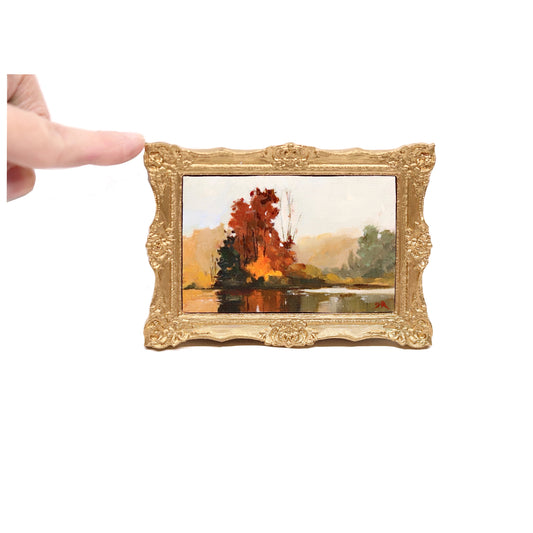 Autumn Landscape #39 | Miniature Oil Painting | 2x3” Framed