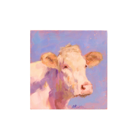 Cow Portrait 31 | Original Oil Painting | 4”x4”