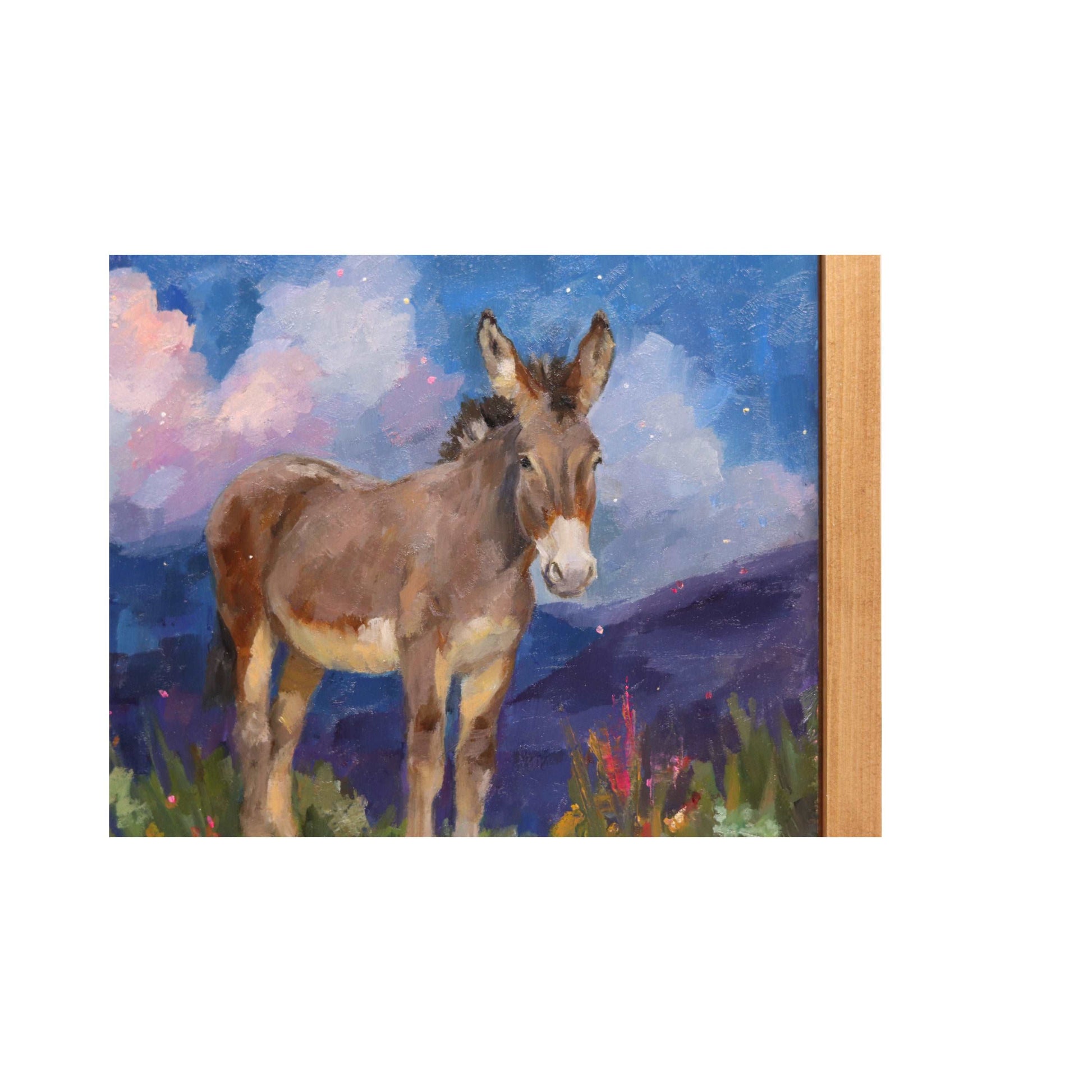 Burro in Landscape 6 | Original Oil Painting | Framed 6"x6"