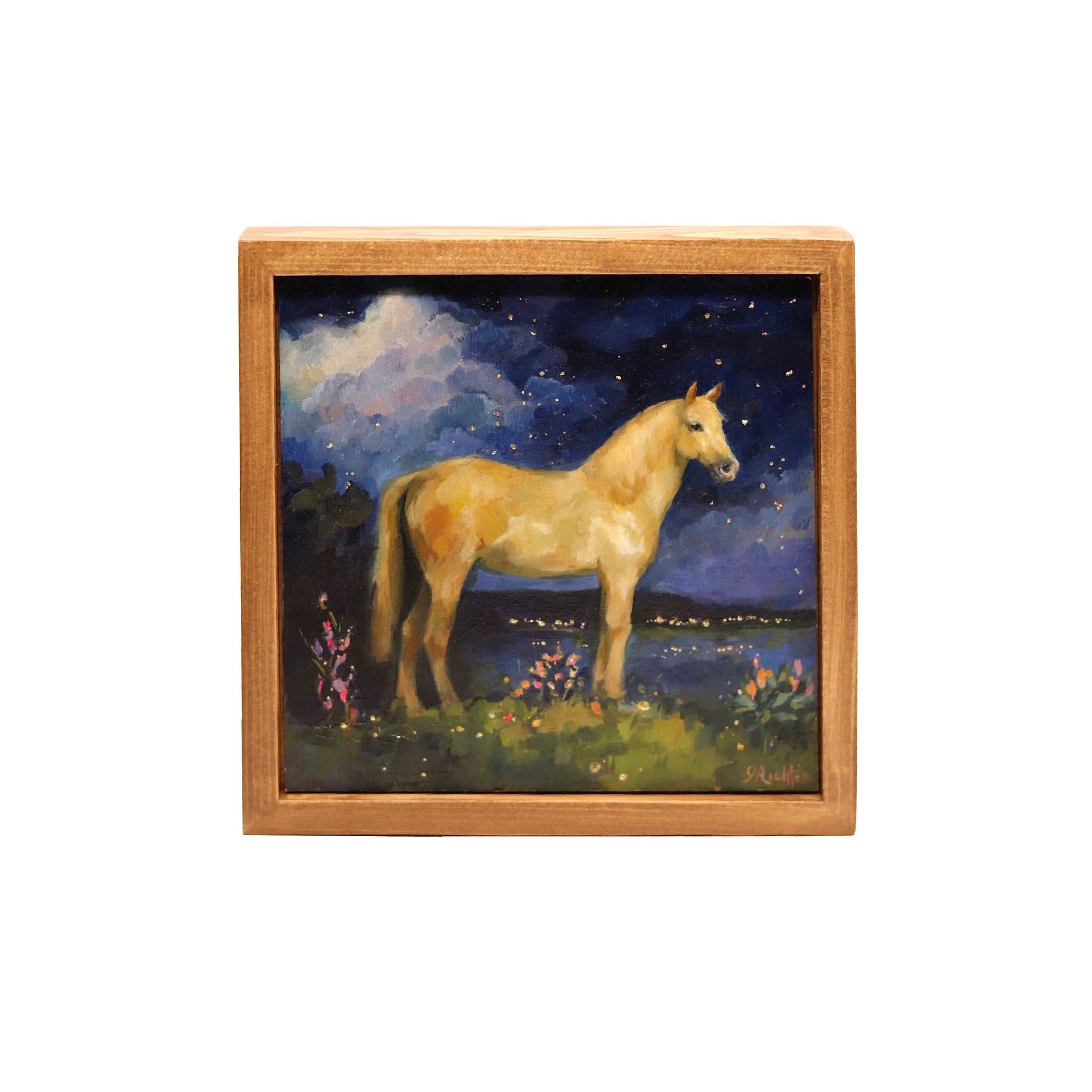 Golden Palomino | Framed Original Oil Painting | 6”x6”