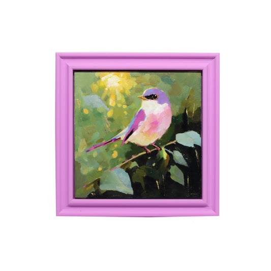 Original Oil Painting | Bluebird in Tree 5| Framed 5”x5”