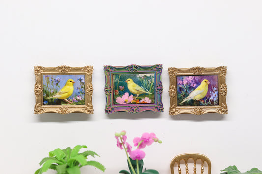 Mini Canvas Art Print Magnets - Canaries