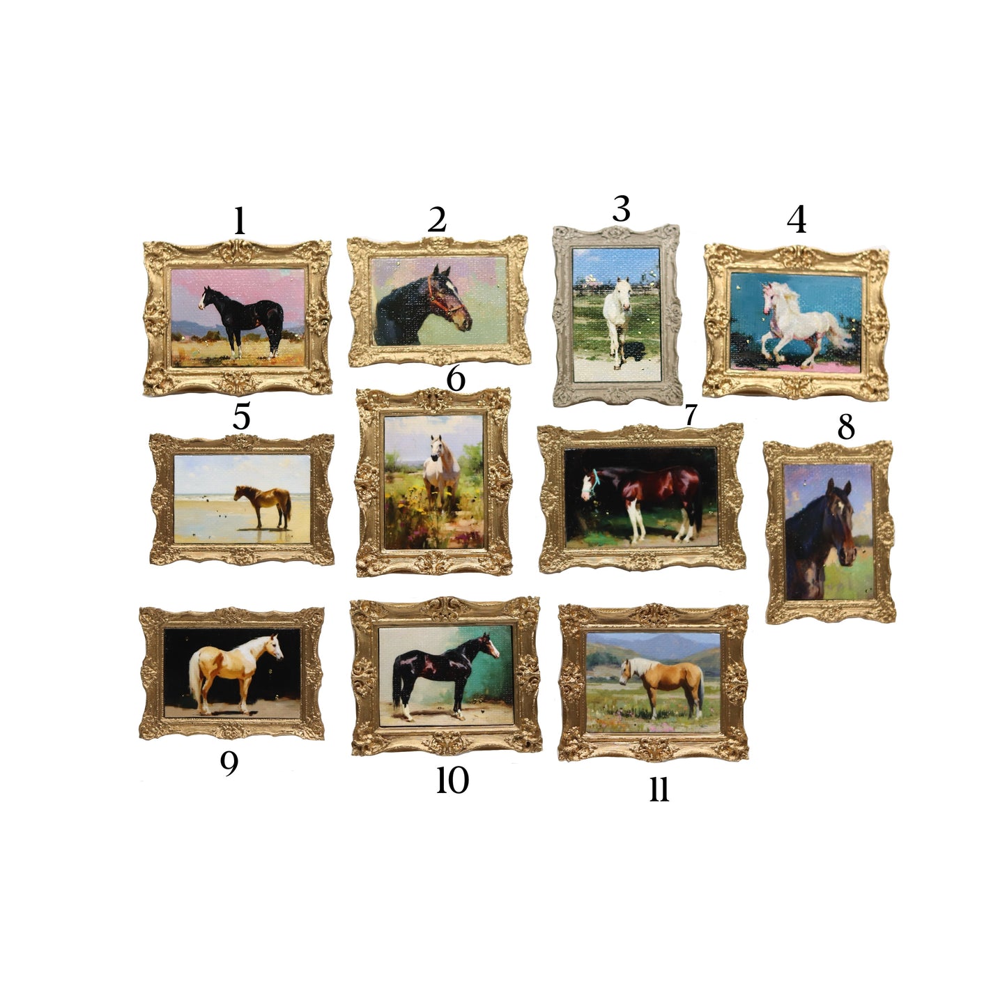 Mini Canvas Art Print Magnets - Horses