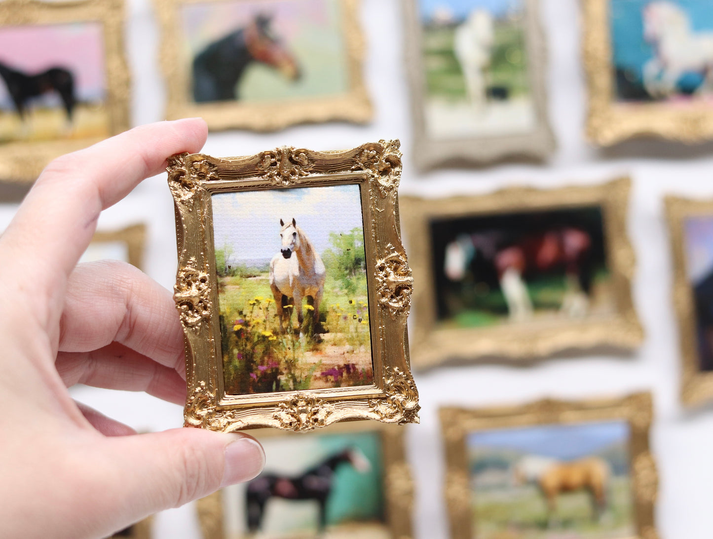 Mini Canvas Art Print Magnets - Horses