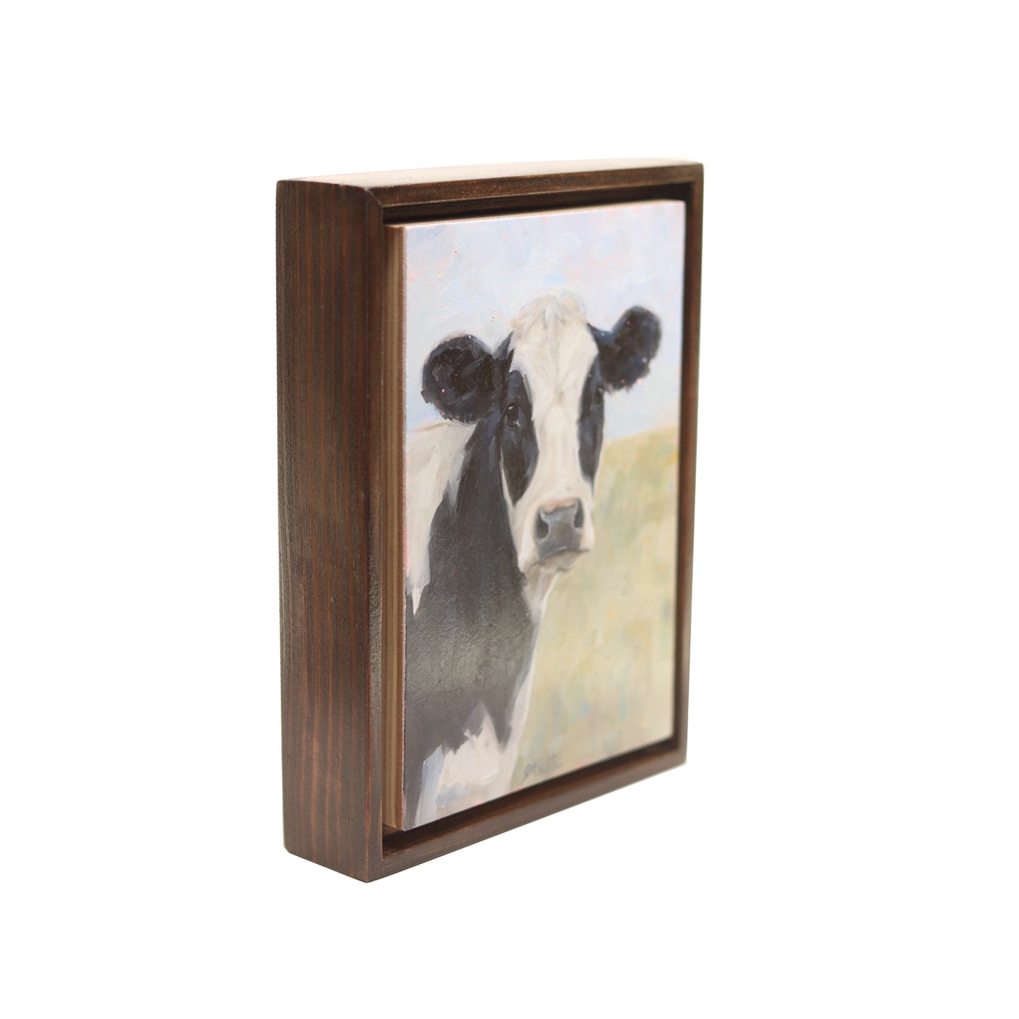 Holstein Cow Portrait 27 | Original Oil Painting | Framed 5”x7”