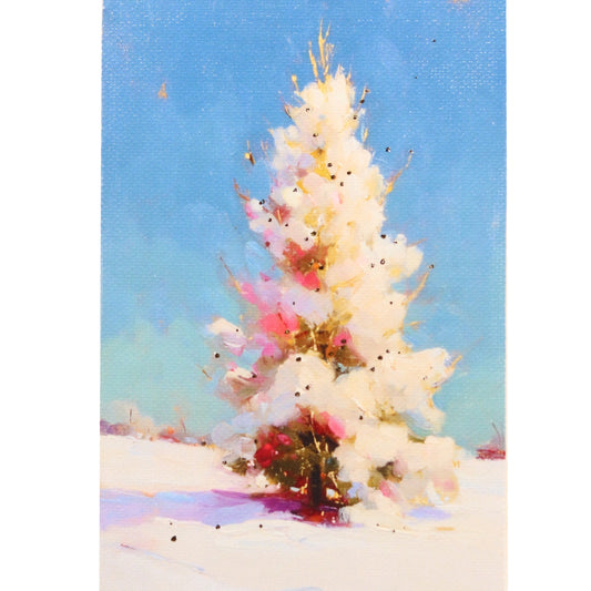 Print on Canvas | Winter Tree | Hand Detailed Foil  | 4”x6”