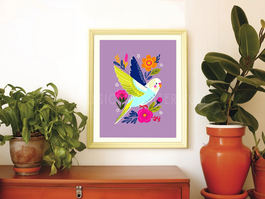 Budgie Art Print - Parakeet Illustration Print
