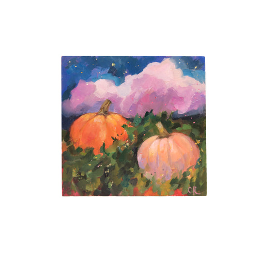 Pumpkin Patch | Original Mini Oil Painting | 4”x4”