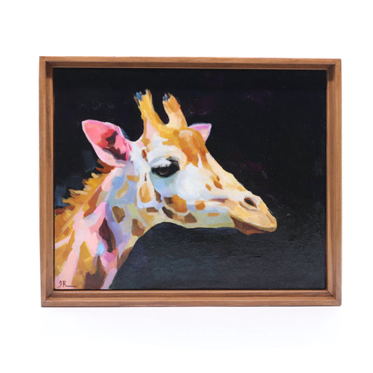 Original Oil Painting | Giraffe Portrait | Framed 8"x10