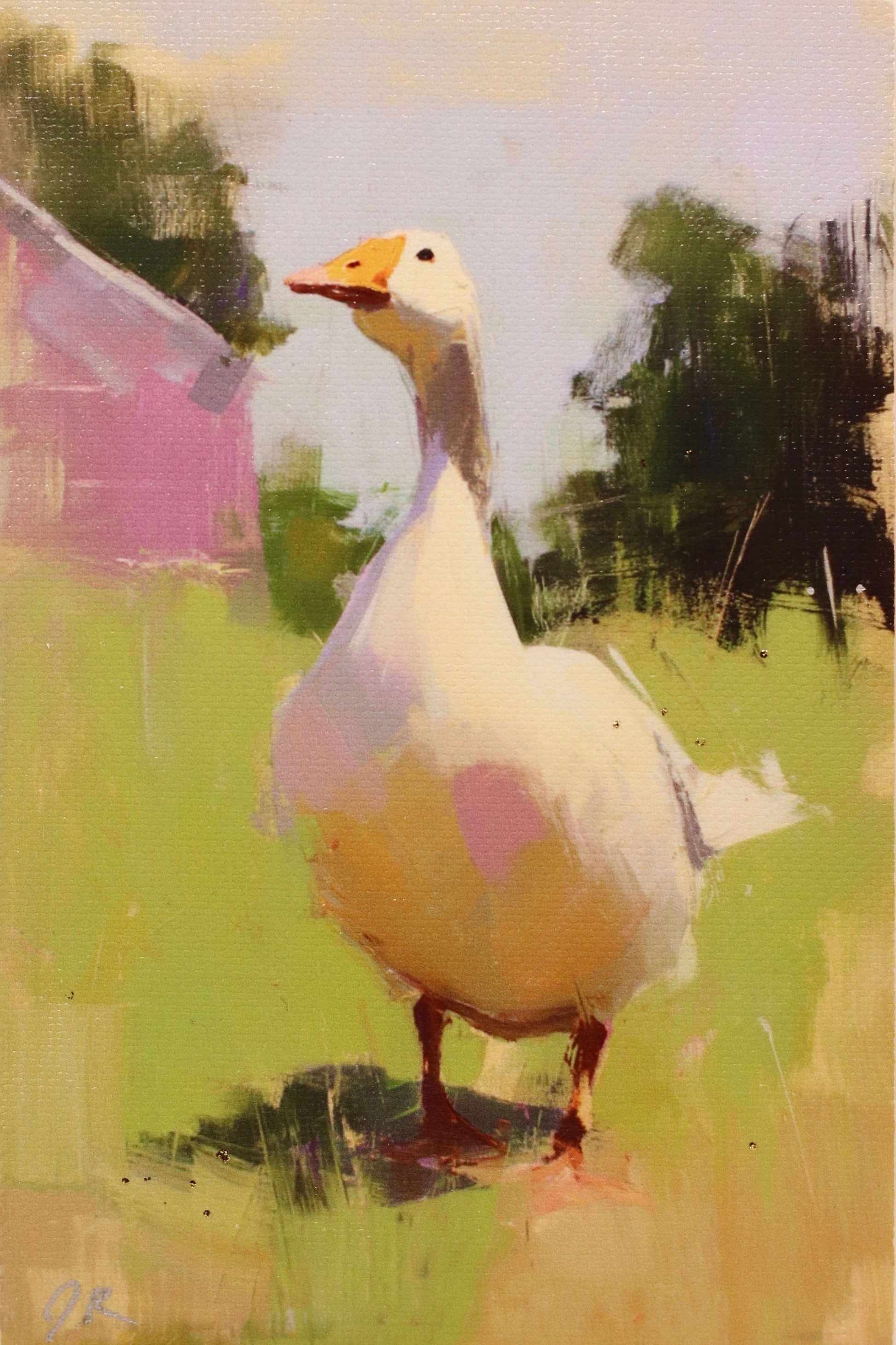 Print on Canvas | White Goose on Farm | 4”x6”