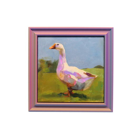 Original Oil Painting | Duck in Landscape 9 | 5”x5” Framed Art