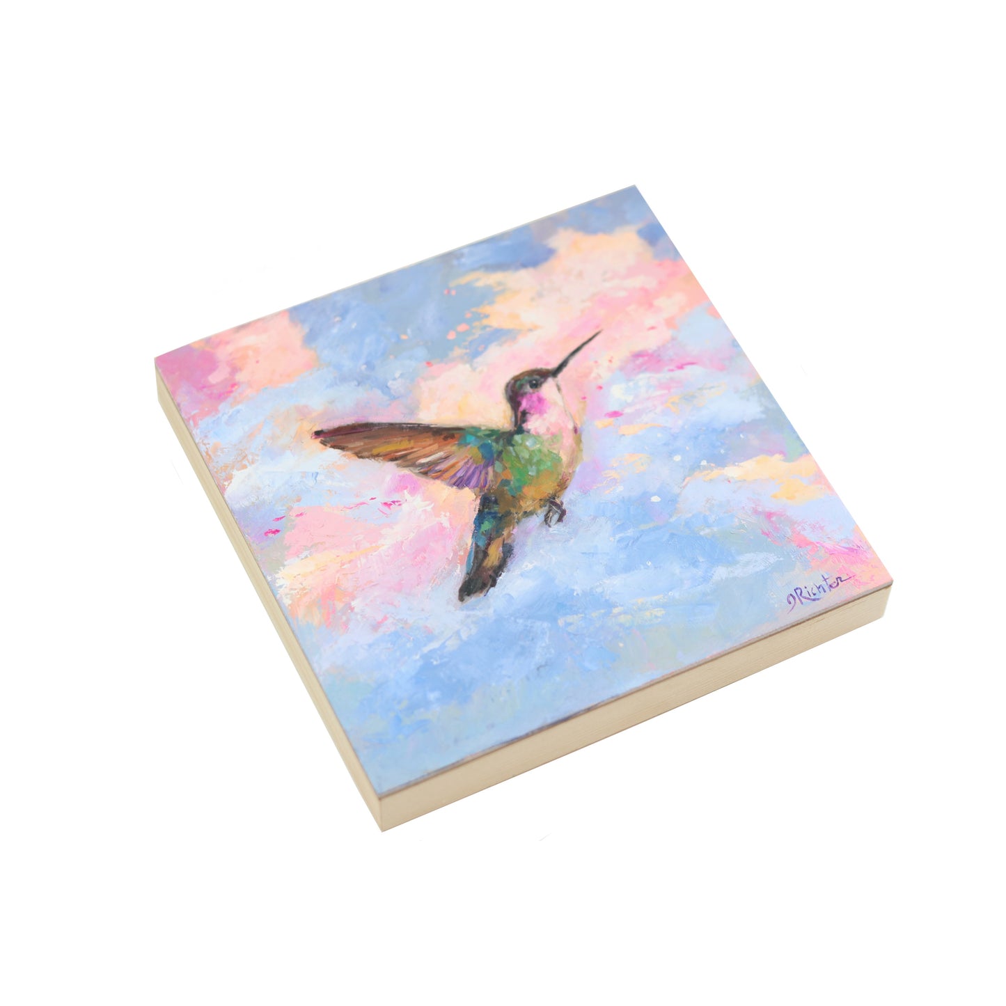 Hummingbird in Clouds| Original Oil Painting | 6"x 6"