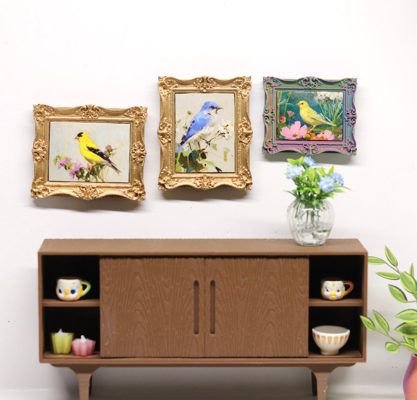 Mini Canvas Art Print Magnets - Birds and Farm Collection #1