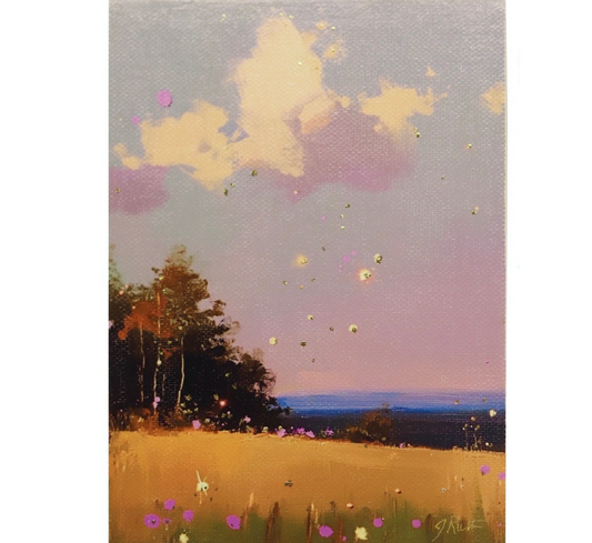 Print on Canvas | Hand Detailed Foil| Fall Landscape | 5x7”