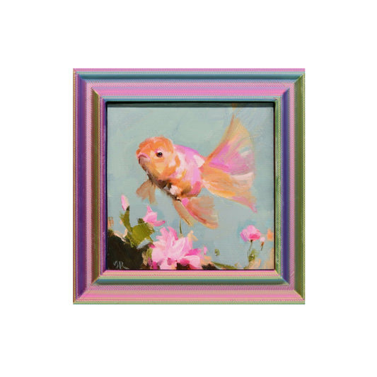 Goldfish | Miniature Oil Painting | 3”x3” Framed
