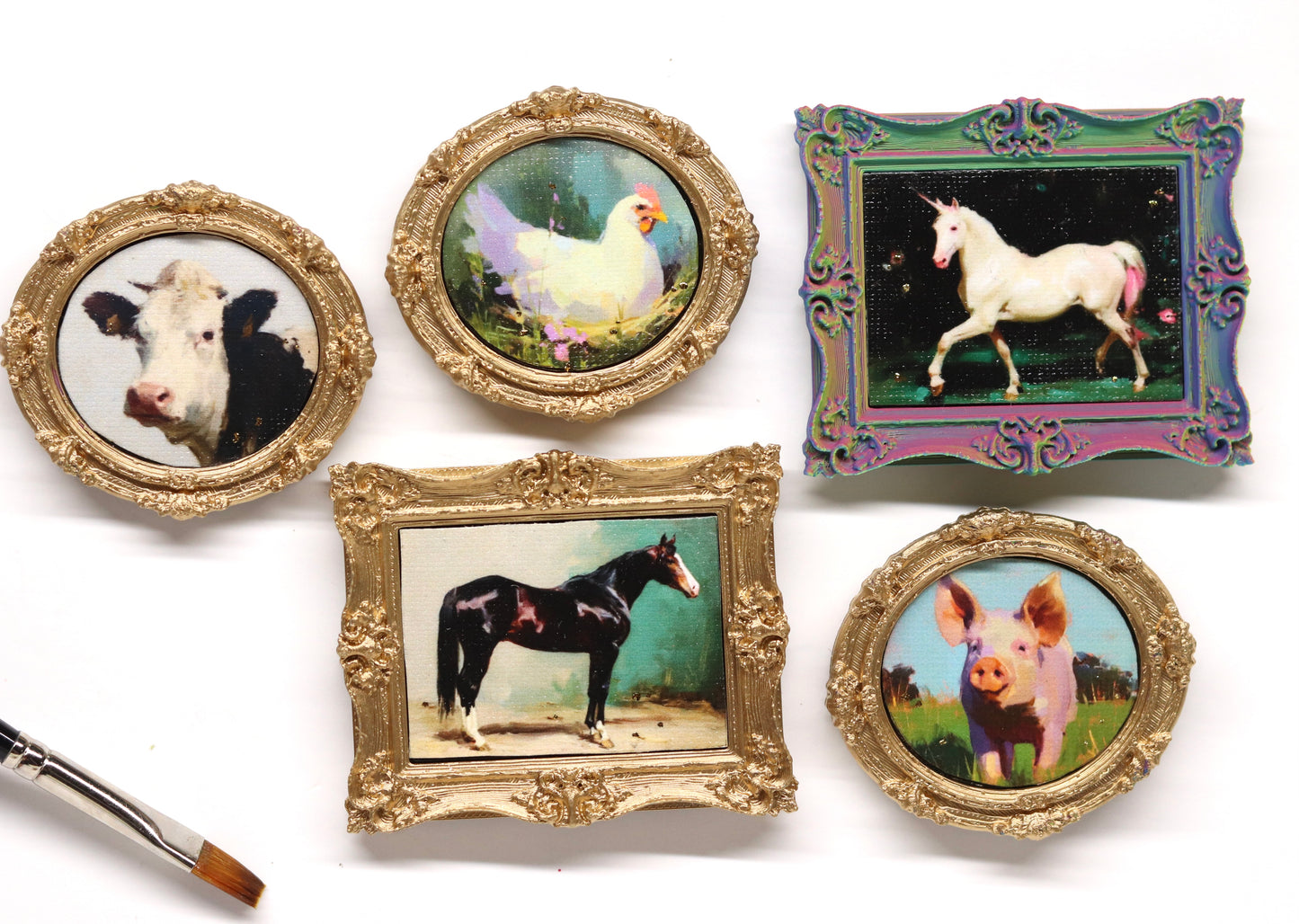 Mini Canvas Art Print Magnets - Birds and Farm Collection #1